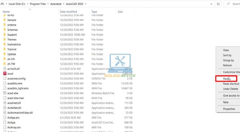 Dán file vừa copy