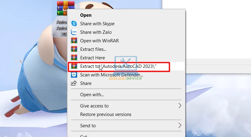 Giải nén Autocad 2023