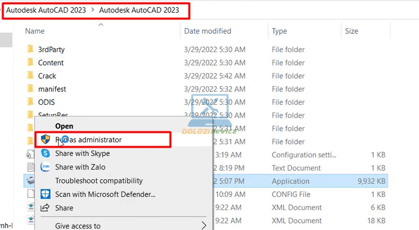 Chạy file Setup Autocad 2023