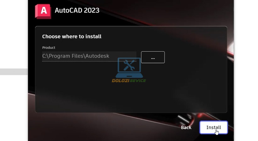Nhấn Install Autocad 2023