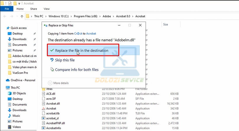 Chọn như hình. Adobe Acrobat 8