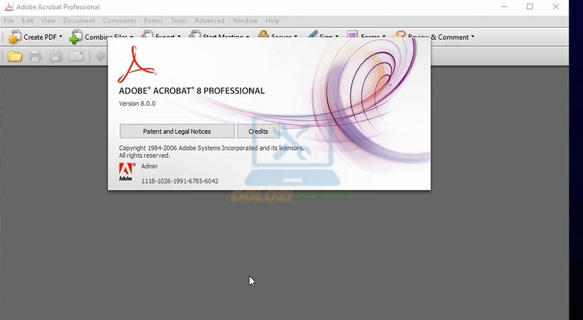 Hoàn thành. Đây là phần mềm Adobe Acrobat 8.