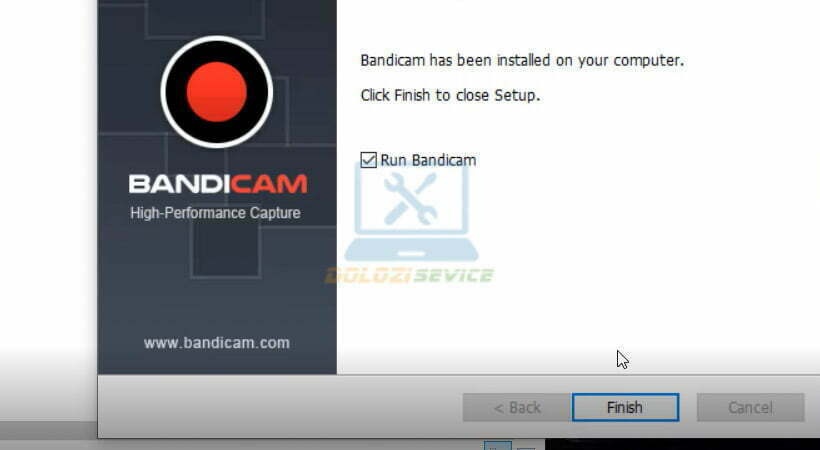 Hoàn tất cài đặt Bandicam 2019
