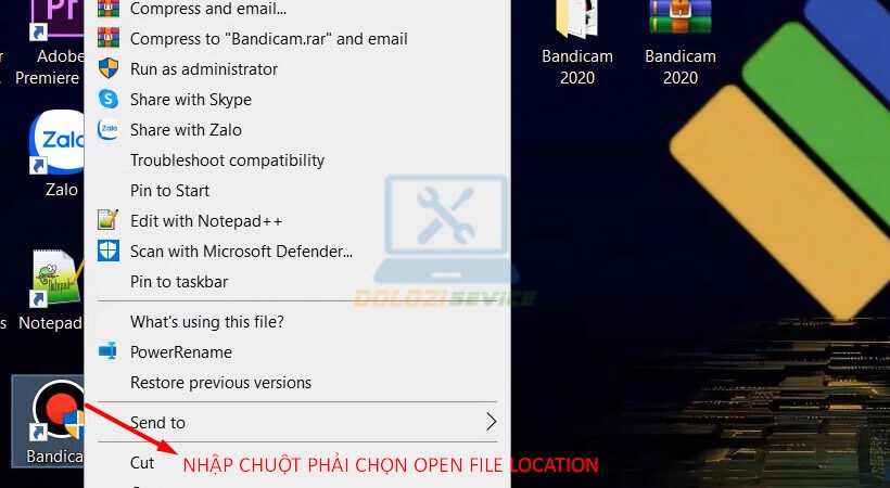Mở thư mục cài đặt Bandicam 2020