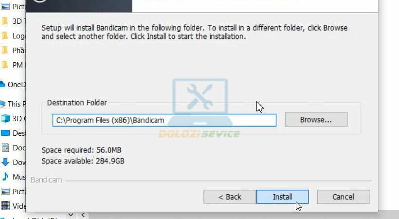 Tiếp theo chọn Install Bandicam 4