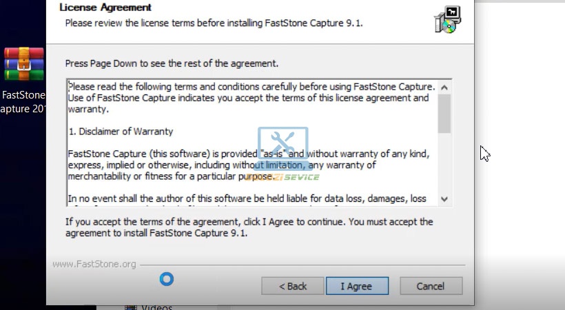 Nhấn I Agree FastStone Capture 2019