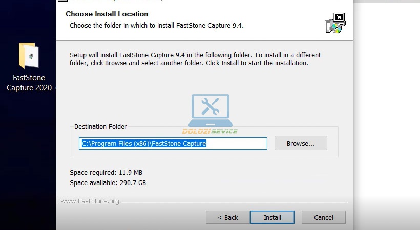 Nhấn Install để cài đặt FastStone Capture 2020