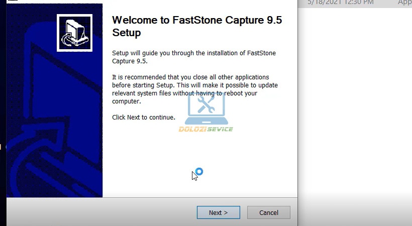 Nhấn Next trong quá trình cài đặt FastStone Capture 2021