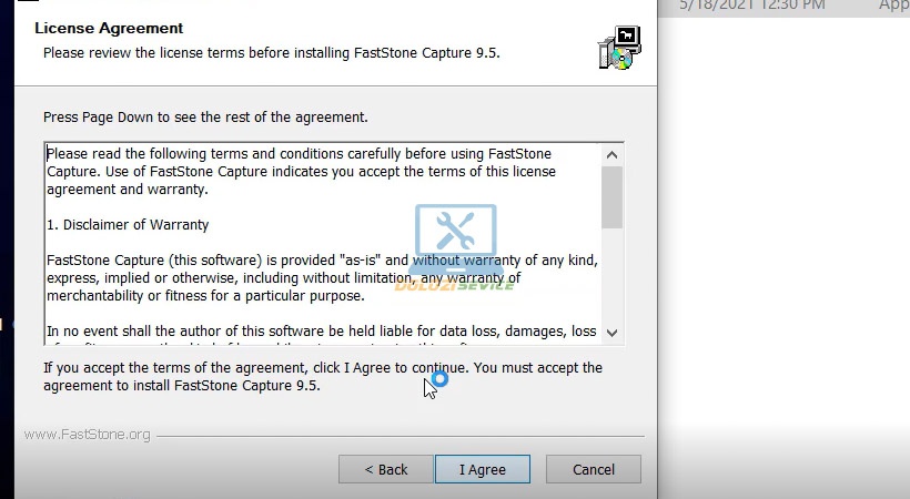 Đồng ý điều khoản sử dụng FastStone Capture 2021