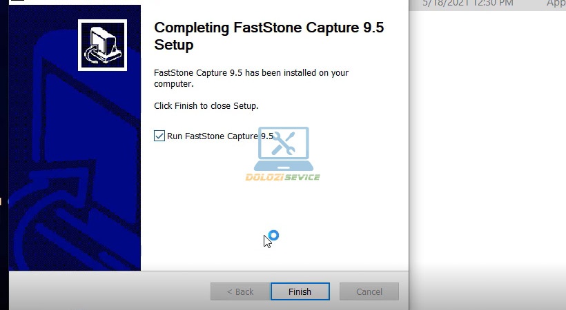Nhấn Finish để hoàn tất cài đặt FastStone Capture 2021