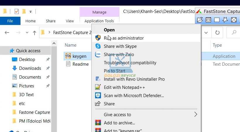 Chạy file keygen để tạo key bản quyền