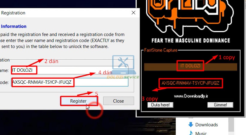 Copy và dán key bản quyền vào phần mềm
