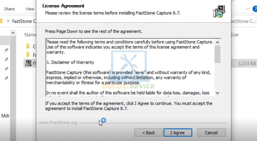 Đồng ý với điều khoản sử dụng FastStone Capture 8