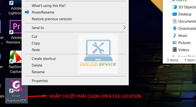 Chọn Open file location