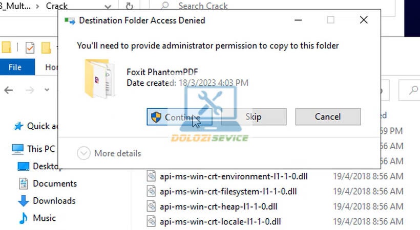 Chọn Continue Foxit PhantomPDF Business 9