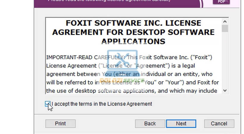 Chấp nhận thỏa thuận sử dụng Foxit PhantomPDF Business 9