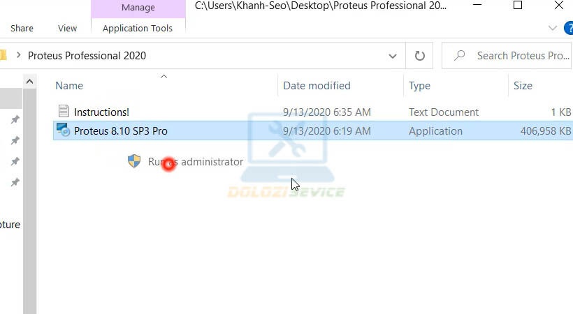 Chạy file cài đặt Proteus Professional 2020 bằng quyền Admin