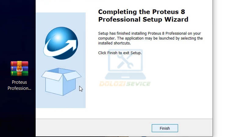Chọn Finish hoàn tất cài đặt Proteus Professional 2020
