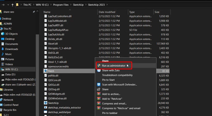 Khởi chạy file vừa Paste. Sketchup 2023.