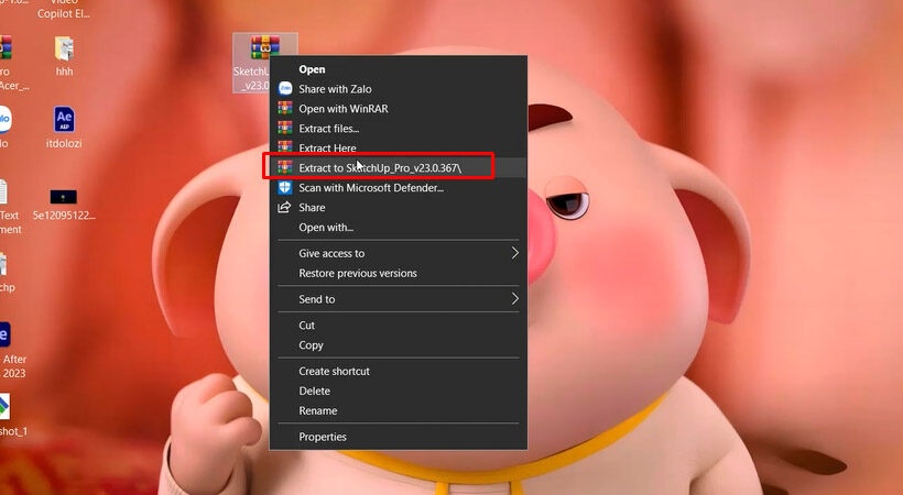 Giải nén file nén Sketchup 2023.
