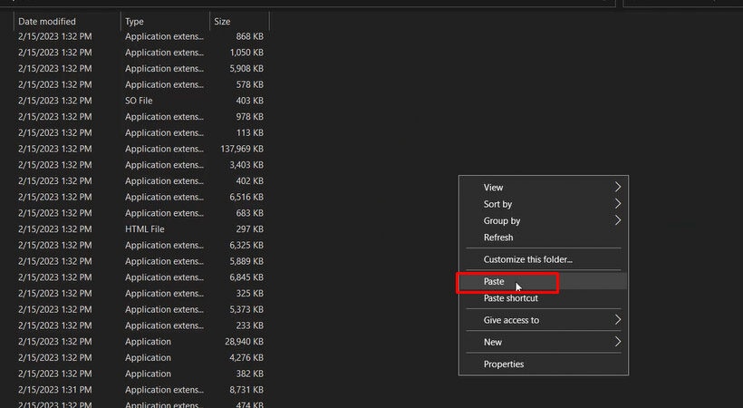 Tiến hành vừa Paste file vừa Copy vào đây.