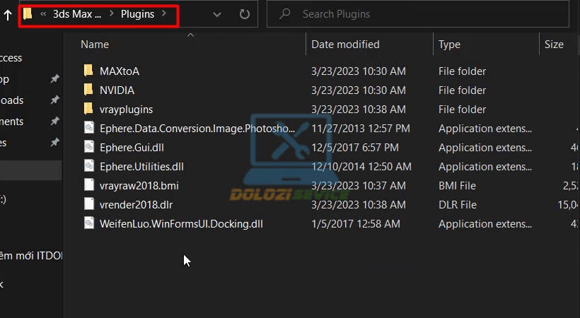 Mở thư mục plugins của 3ds Max