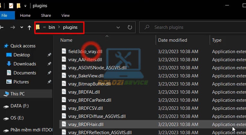 Mở thư mục bin/plugins của Vray