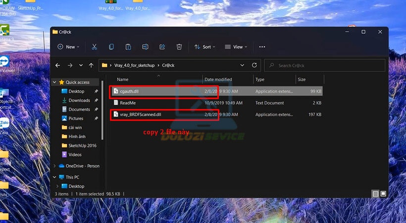 Mở File crack sau đó copy 2 mục như sau.