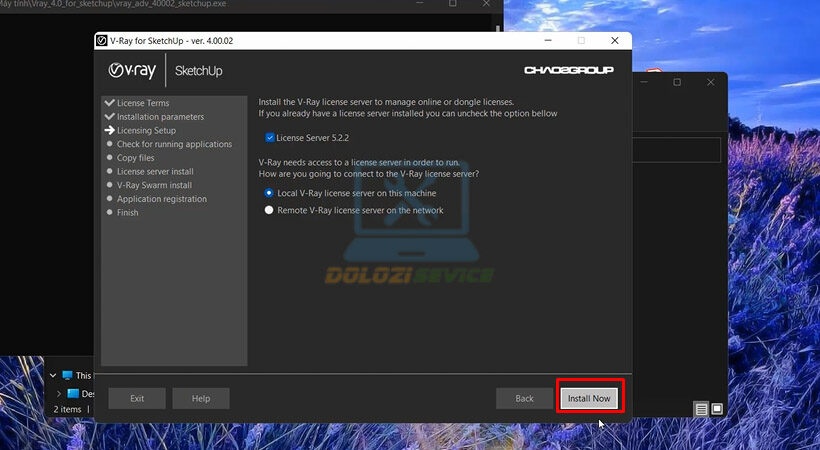 Chọn Install Now Vray for sketchup 2016.