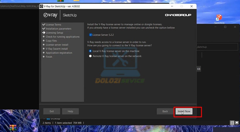 Chọn Install Now Vray for sketchup 2016