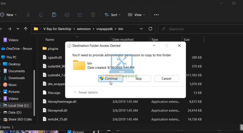 Tiếp tục thay thế file
