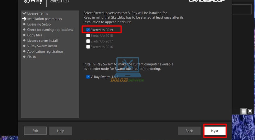 Chọn SketchUp 2019 Vray for SketchUp 2019