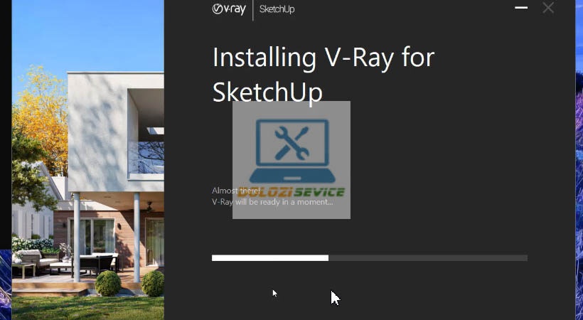 Chờ cài đặt Vray for Sketchup 2020