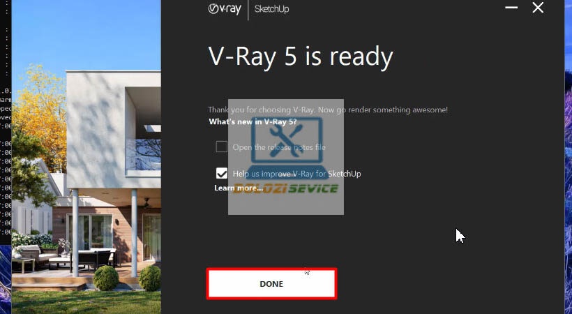 Cài đặt xong Vray for Sketchup 2020