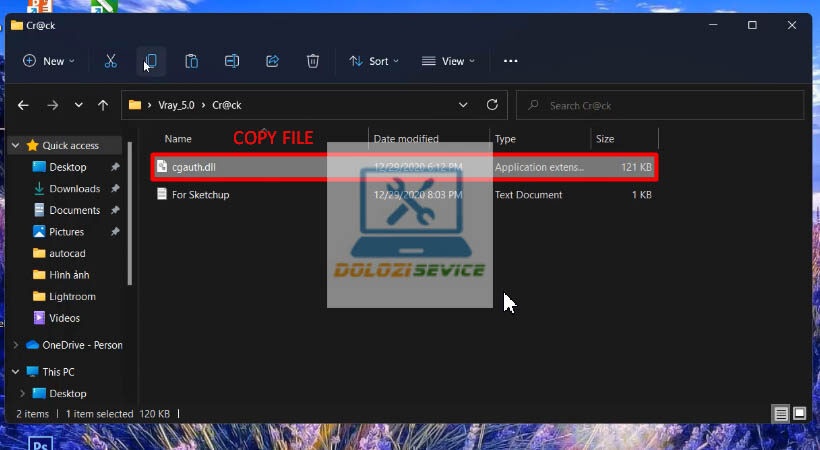 Copy file trong thư mục kích hoạt Vray for Sketchup 2020