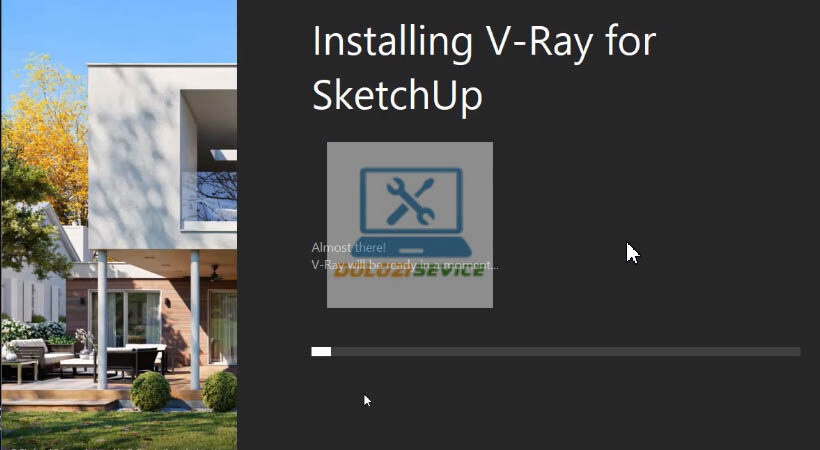Chờ cài đặt Vray for Sketchup 2021