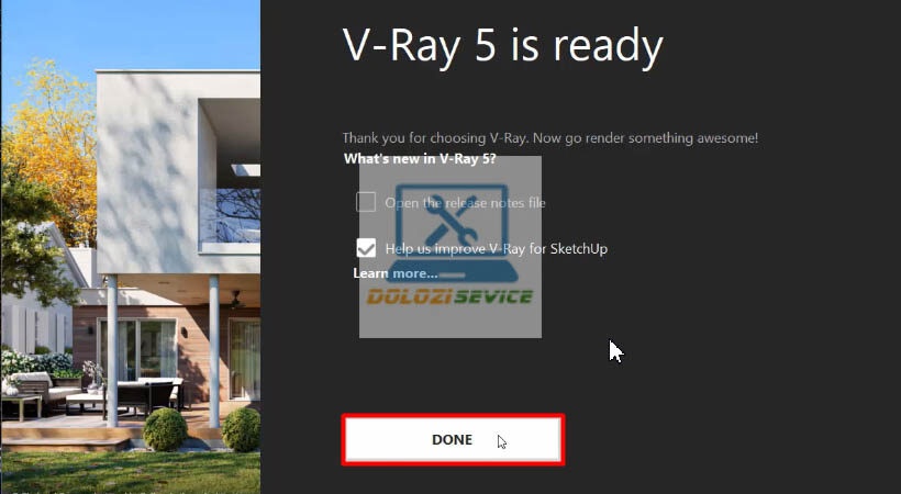 Cài đặt thành công Vray for Sketchup 2021