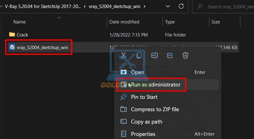 Chạy file setup bằng quyền Admin
