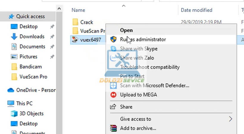 Chạy file cài đặt VueScan Pro 2019 với quyền admin
