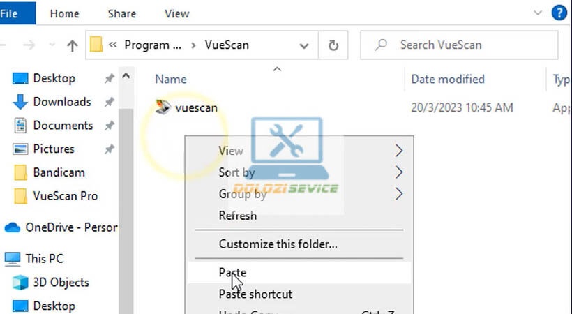 Dán file kích hoạt VueScan Pro 2019 vào thư mục cài đặt