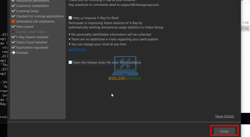 Hoàn tất cài đặt Vray for Revit 2016