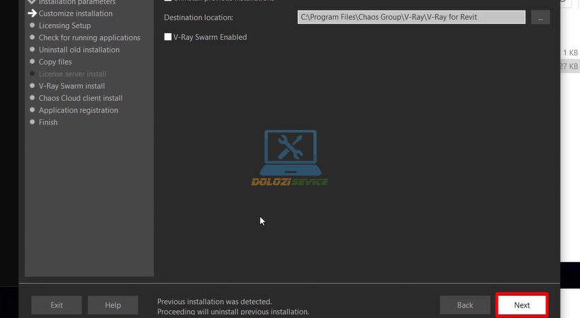 Nhấn Next Vray for Revit 2016