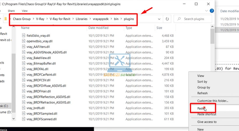 Mở mục plugins theo đường dẫn và Paste tệp
