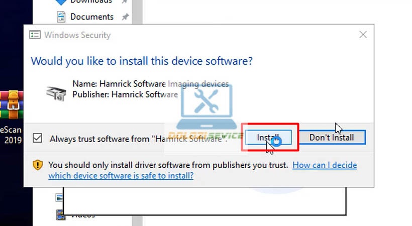 Chọn Install để cài đặt VueScan Pro 2018 Chọn Install để cài đặt VueScan Pro 2018