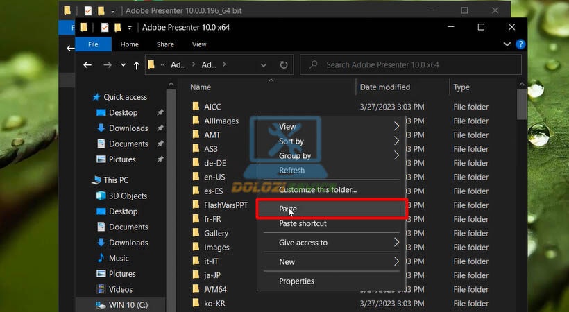 Dán file kích hoạt Adobe Presenter 10