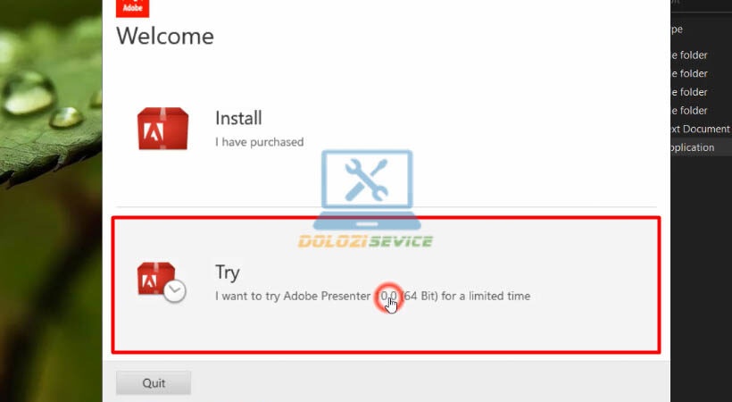 Chọn Try Adobe Presenter 10