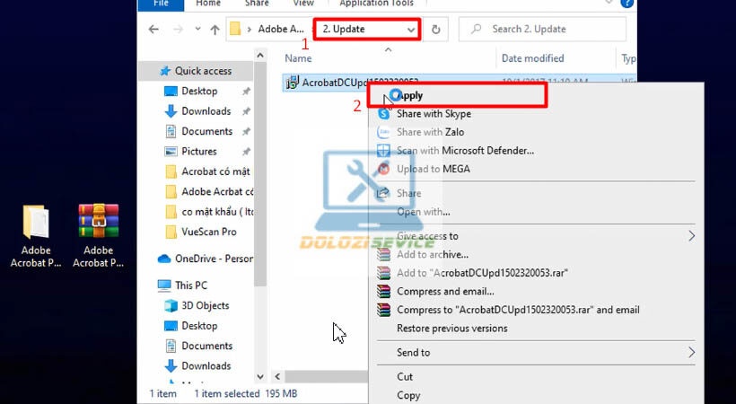 Chọn Apply để áp dụng