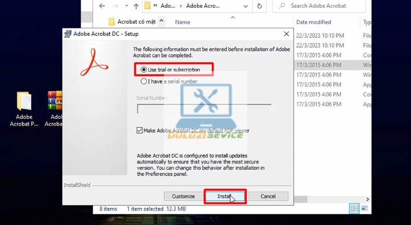Chọn Install để cài đặt