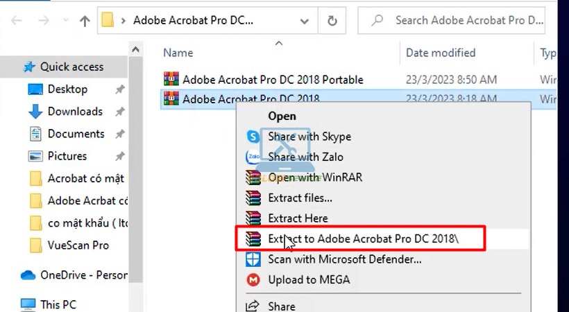 Giải nén Adobe Acrobat 2018