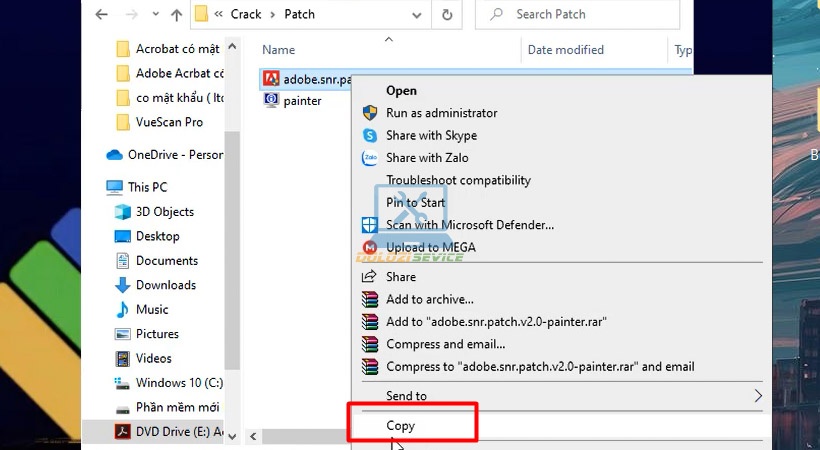 Sao chép file kích hoạt